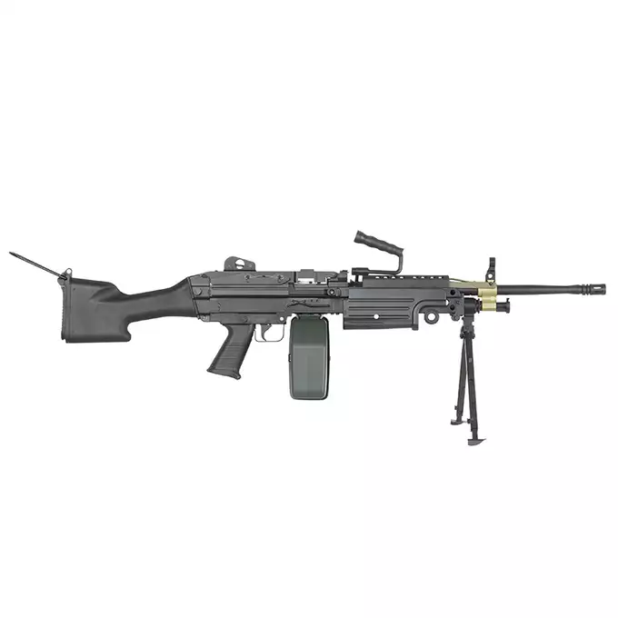[Zestaw] Replika karabinu maszynowego FN M249 MKII SAW LMG [A&amp;K] + Elektryczny magazynek pudełkowy 1500 kulek do SAW - Khaki