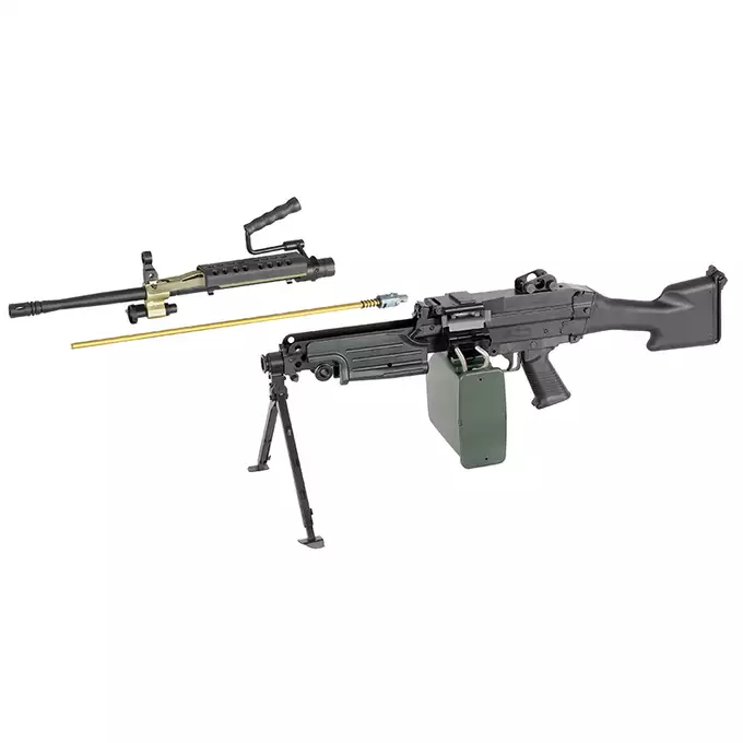 [Zestaw] Replika karabinu maszynowego FN M249 MKII SAW LMG [A&amp;K] + Elektryczny magazynek pudełkowy 1500 kulek do SAW - Khaki