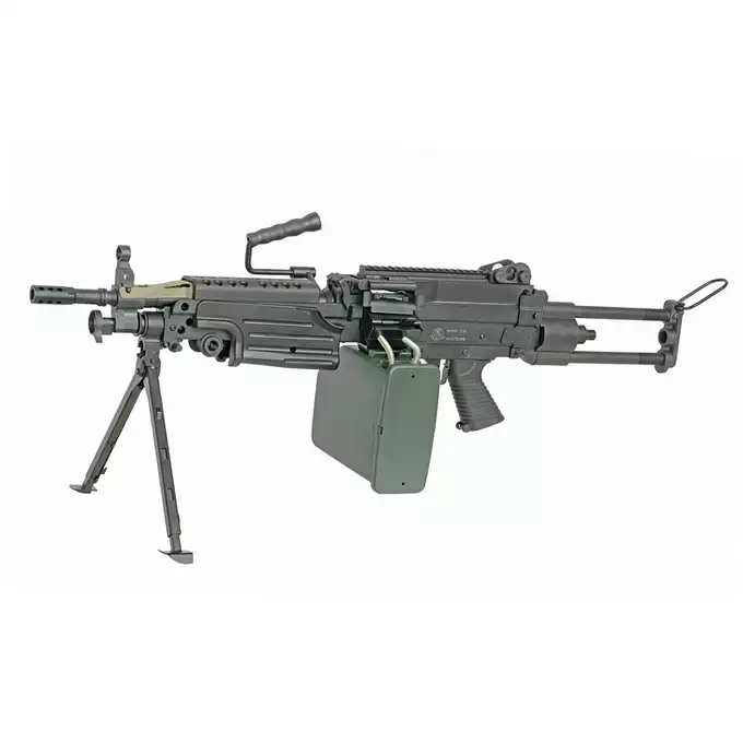 [Zestaw] Replika karabinu maszynowego M249 PARA Sports Line [A&amp;K] + Celownik kolimatorowy Centurion 1x30 [Vector Optics] + Powiększalnik Maverick Gen3 3x22 Magnifier MIL [Vector Optics]