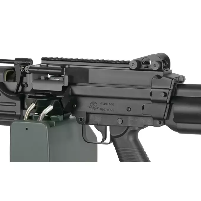 [Set] FN M249 Paratrooper Light Machine Gun Replica [A&amp;K] + 1500rd Electric Box Magazine (Compact size) for SAW - Khaki