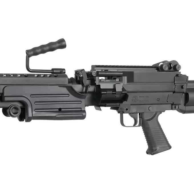 [Set] FN M249 Paratrooper Light Machine Gun Replica [A&amp;K] + 1500rd Electric Box Magazine (Compact size) for SAW - Khaki
