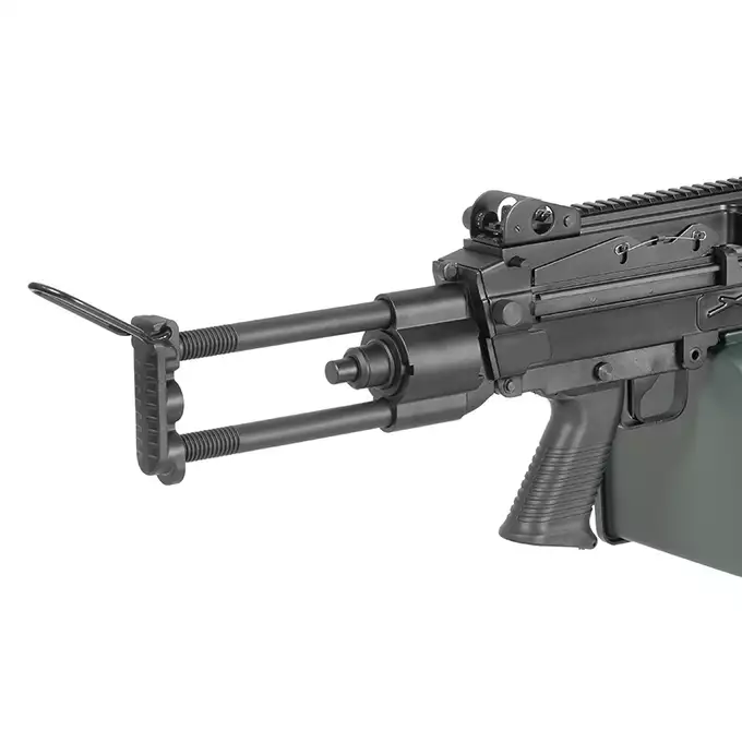 [Set] FN M249 Paratrooper Light Machine Gun Replica [A&amp;K] + 1500rd Electric Box Magazine (Compact size) for SAW - Khaki