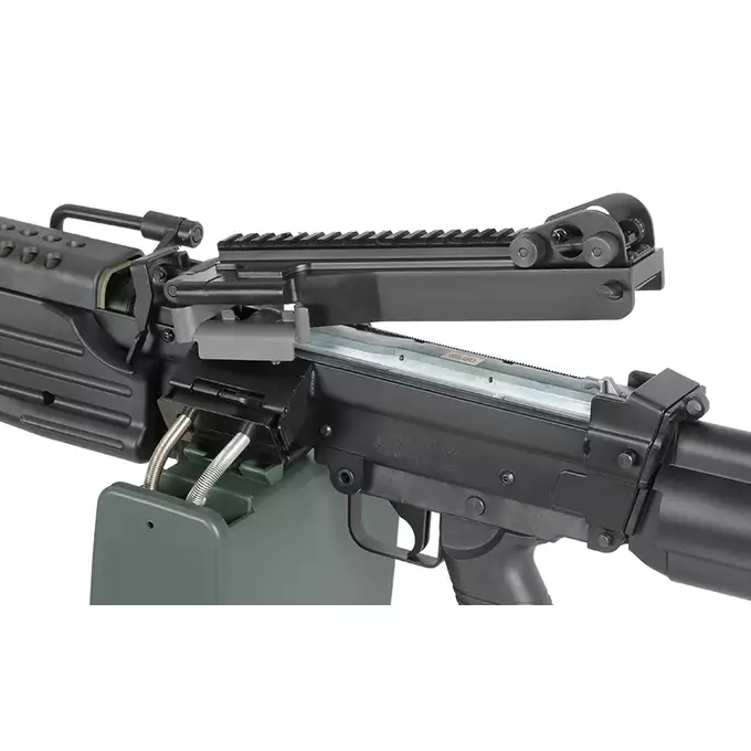 [Set] FN M249 Paratrooper Light Machine Gun Replica [A&amp;K] + 1500rd Electric Box Magazine (Compact size) for SAW - Khaki