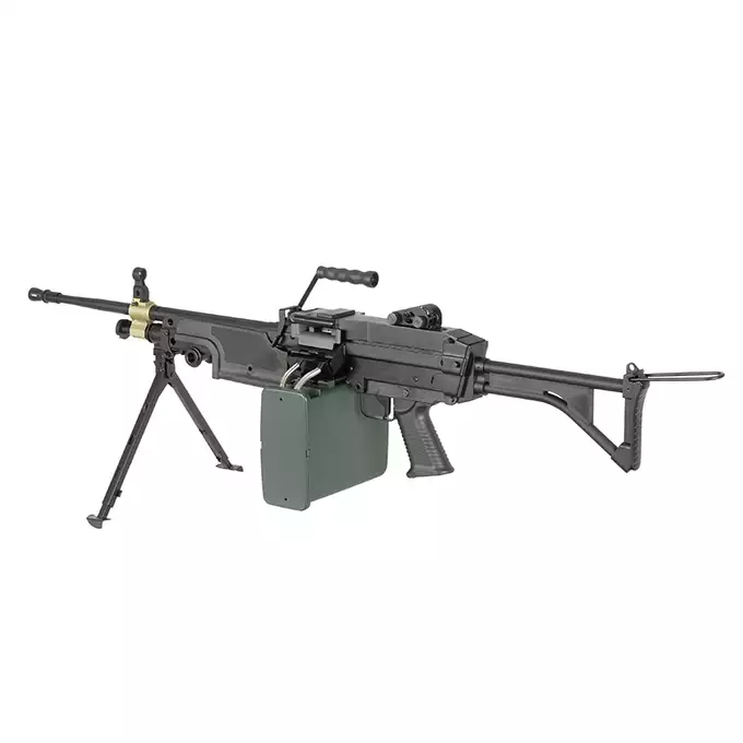 [Set] FN M249 MK1 Light Machine Gun Replica [A&amp;K] + 1500rd Electric Box Magazine (Compact size) for SAW - Khaki
