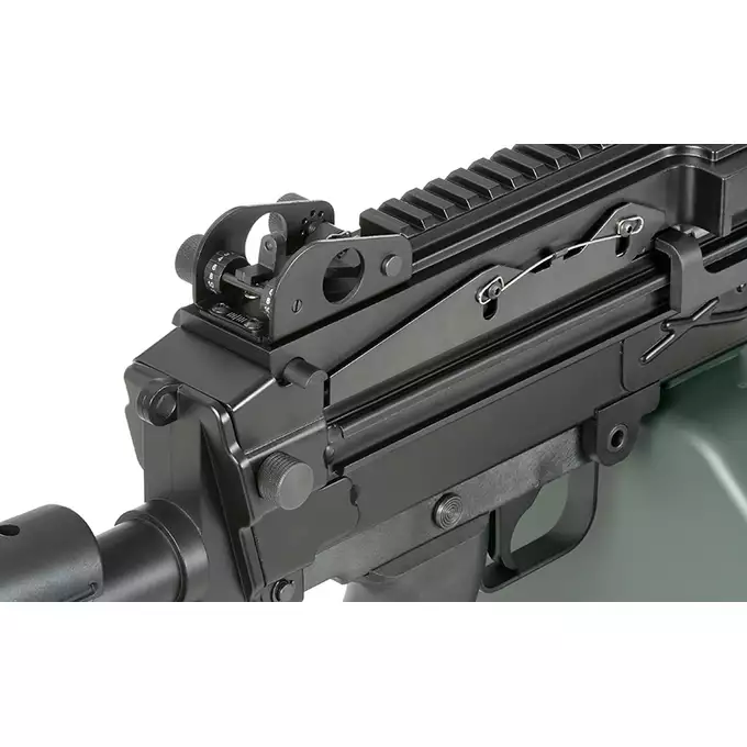 [Zestaw] Replika karabinu maszynowego FN MK46 MOD 0 SOCOM [A&amp;K] + Elektryczny magazynek pudełkowy 1500 kulek do SAW - Khaki