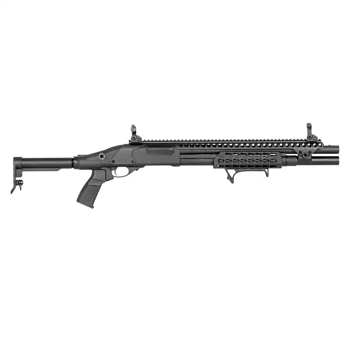 [Zestaw] Strzelba M8875 (Zasilana Green Gazem) - Black [Golden Eagle] + BBP TŁUMIK PODŚWIETLAJĄCY do Strzelby 24mm - [5KU] + Perfect BB Fosforescencyjne kulki 0,20g - 1 kg [BLS]