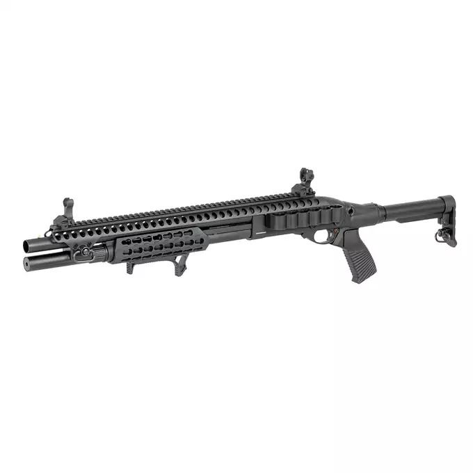 [Zestaw] Strzelba M8875 (Zasilana Green Gazem) - Black [Golden Eagle] + BBP TŁUMIK PODŚWIETLAJĄCY do Strzelby 24mm - [5KU] + Perfect BB Fosforescencyjne kulki 0,20g - 1 kg [BLS]