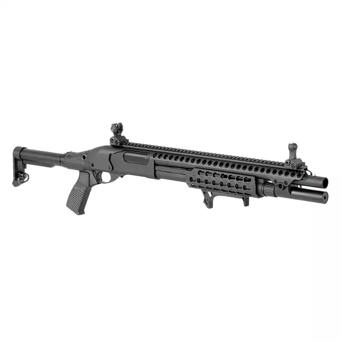 [Zestaw] Strzelba M8875 (Zasilana Green Gazem) - Black [Golden Eagle] + BBP TŁUMIK PODŚWIETLAJĄCY do Strzelby 24mm - [5KU] + Perfect BB Fosforescencyjne kulki 0,20g - 1 kg [BLS]
