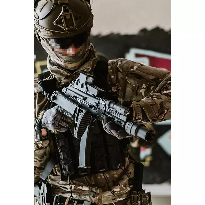 [Zestaw] Taktyczna latarka M322 Scout LED - Black [WADSN] + Montaż pod Włącznik Żelowy AN/PEQ -  Picatinni [WADSN]