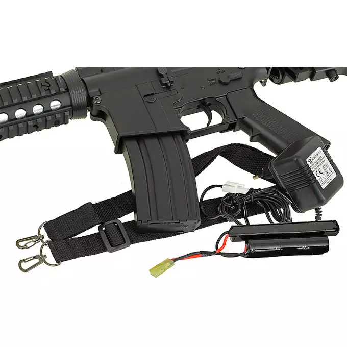 [Zestaw] CM.507 US Army M4 RIS carbine replica [CYMA] + Stalowy magazynek Mid-Cap na 150 kulek do serii AR-15/M4 - Black