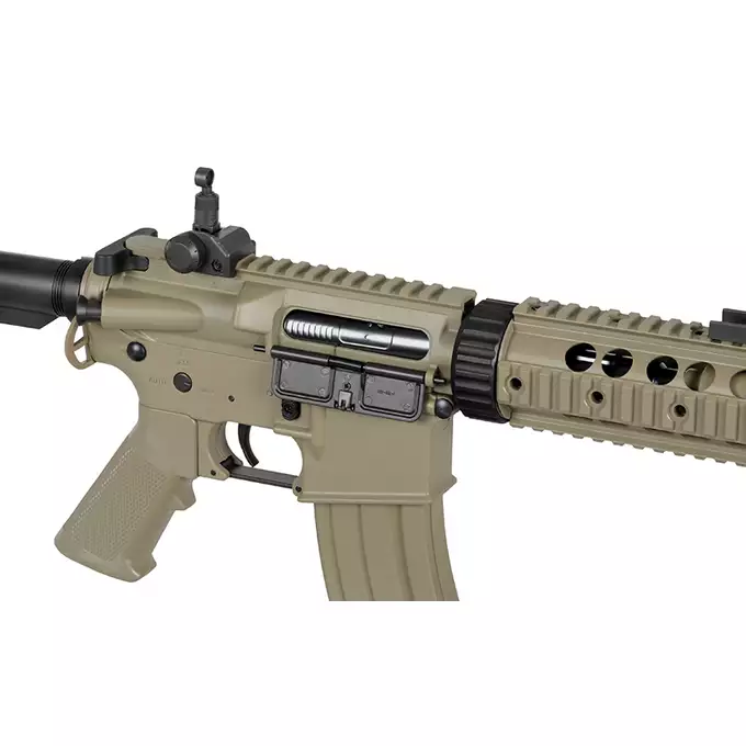 [Zestaw] CM.513 - Tan [CYMA] + Stalowy magazynek Mid-Cap na 150 kulek do serii AR-15/M4 - Black