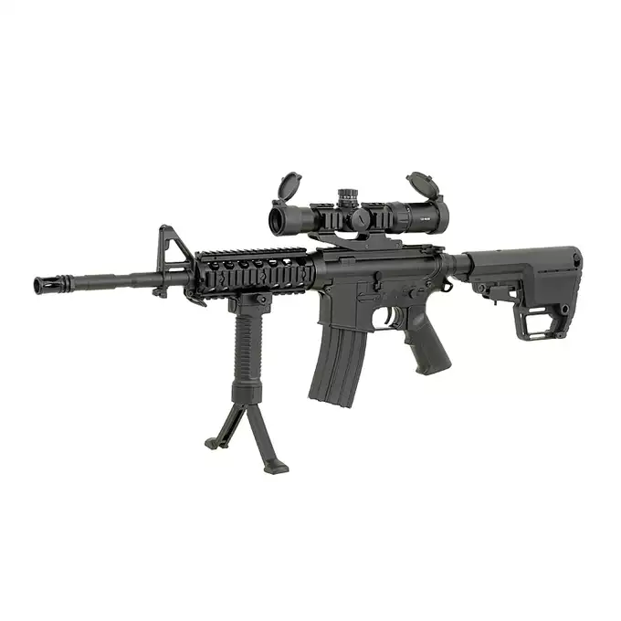 [Zestaw] CM.507 US Army M4 RIS carbine replica [CYMA] + Stalowy magazynek Mid-Cap na 150 kulek do serii AR-15/M4 - Black
