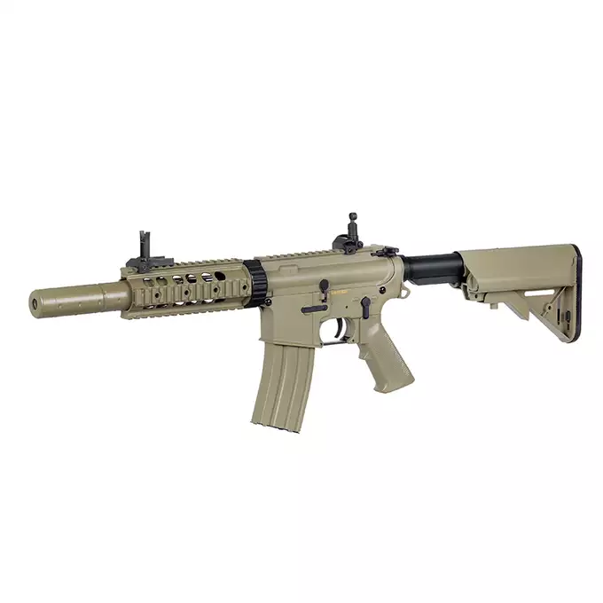 [Zestaw] CM.513 - Tan [CYMA] + Stalowy magazynek Mid-Cap na 150 kulek do serii AR-15/M4 - Black