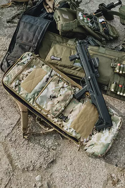 Sacoche a fusil 90cm TRAVEL avec panneau frontal a boucle - Multicamo [8FIELDS]