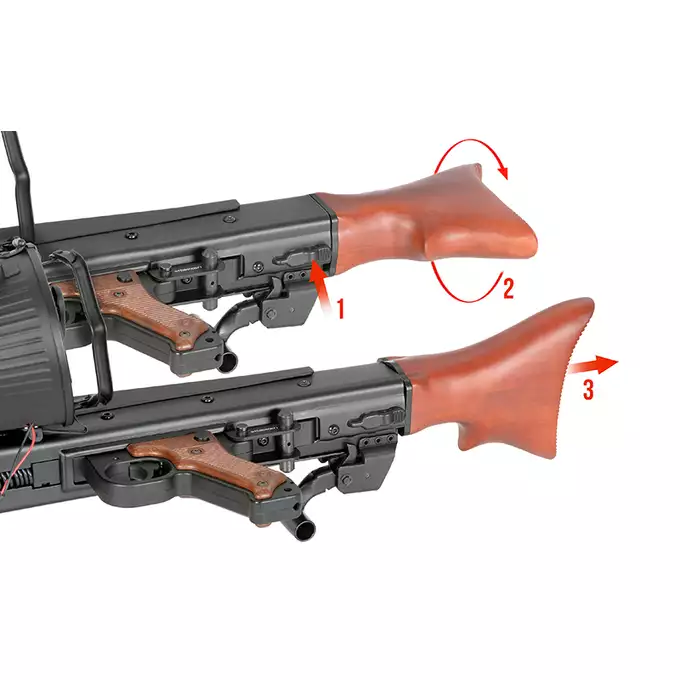 [Zestaw] Replika Karabinu Maszynowego MG42 Full Metal AEG -  Real Wood [AGM] + Elektryczny magazynek bębnowy na 2500 kulek do MG42 [AGM]