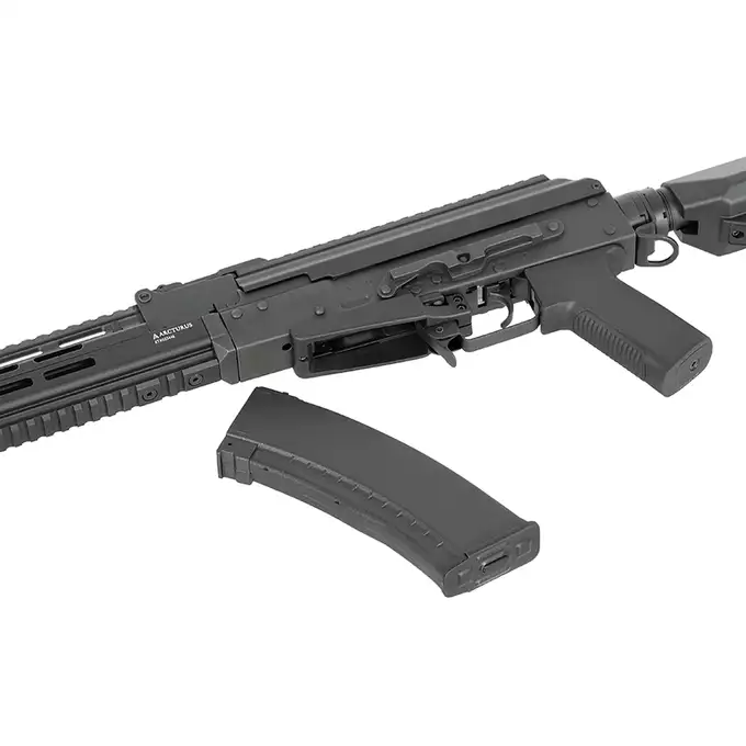 [Zestaw] AT-AK04 z optycznym mosfetem PERUN, szybkostrzelność 25 strz./sek. [Arcturus] + Magazynek DMAG o zmiennej pojemności 30/130 kulek do AK12/AK74 - BK