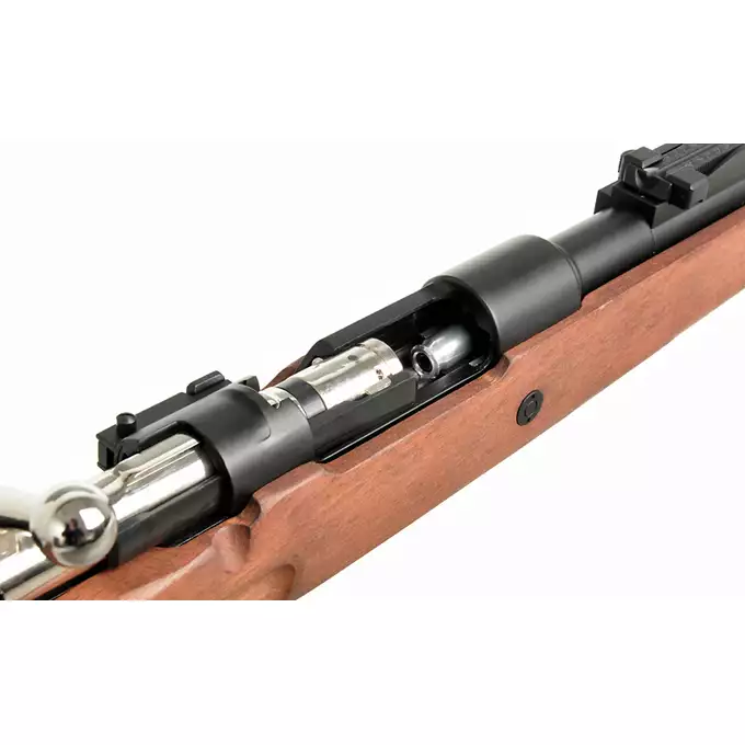 [Zestaw] Replika karabinka WWII KAR98K (Wood Stock Version) [Double Bell] + Pokrowiec na broń do długości 120 cm - black [8FIELDS]