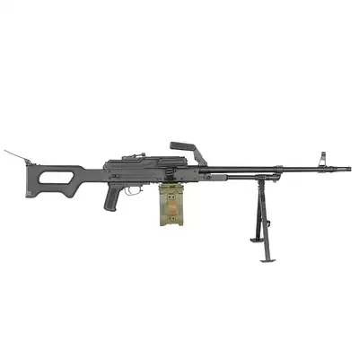 [Zestaw] Replika karabinu maszynowego PKM - polimerowa kolba [A&amp;K] + Elektryczny magazynek pudełkowy do PKM 5000 Kulek [A&amp;K]