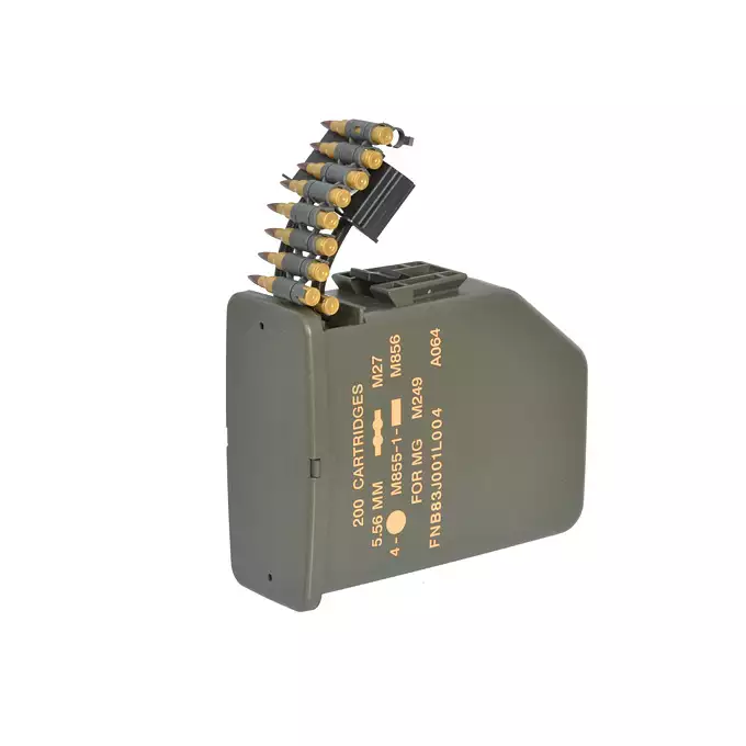 [Zestaw] Replika karabinu maszynowego M249 PARA Sports Line [A&amp;K] + Elektryczny magazynek pudełkowy 6000 kulek M249 - Olive [BattleAxe]