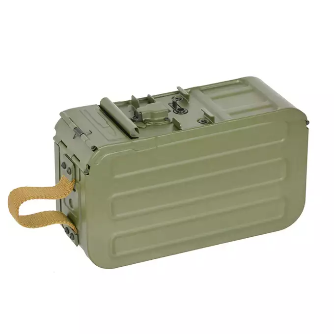 [Zestaw] Replika karabinu maszynowego PKM - polimerowa kolba [A&amp;K] + Elektryczny magazynek pudełkowy do PKM 5000 Kulek [A&amp;K]