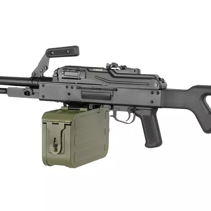 [Zestaw] Replika karabinu maszynowego PKM - [A&amp;K] + Elektryczny magazynek pudełkowy do PKM 5000 Kulek [A&amp;K]