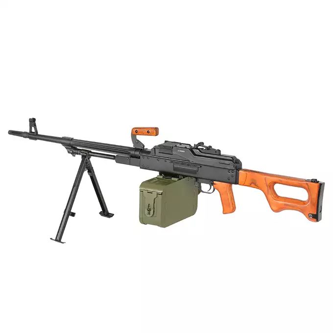 [Zestaw] Replika karabinu maszynowego PK - Real Wood [A&amp;K] + Elektryczny magazynek pudełkowy do PKM 5000 Kulek [A&amp;K]