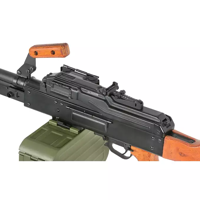 [Zestaw] Replika karabinu maszynowego PKM - Real Wood [A&amp;K] + Elektryczny magazynek pudełkowy do PKM 5000 Kulek [A&amp;K]