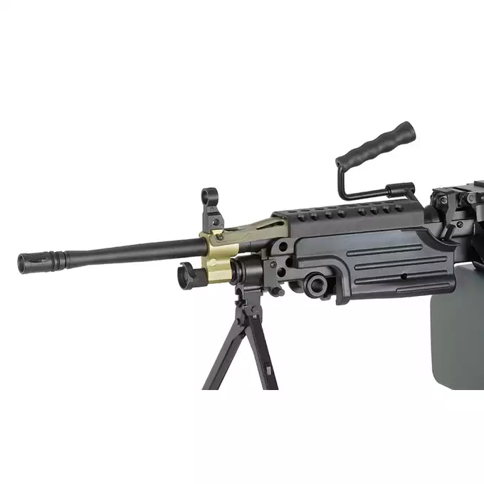 [Zestaw] Replika karabinu maszynowego FN M249 MKII SAW LMG [A&amp;K] + Elektryczny magazynek pudełkowy 6000 kulek M249 - Olive [BattleAxe]