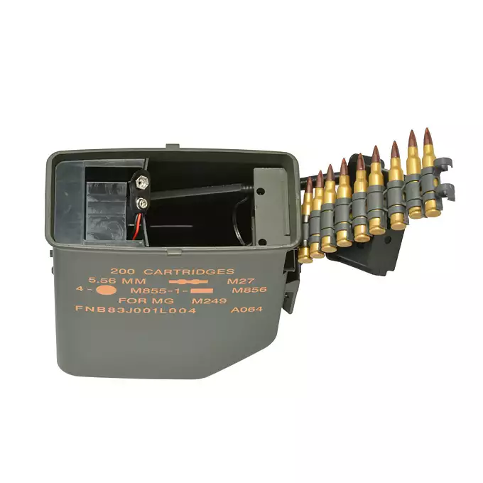 [Zestaw] Replika karabinu maszynowego FN M249 MKII SAW LMG [A&amp;K] + Elektryczny magazynek pudełkowy 6000 kulek M249 - Olive [BattleAxe]