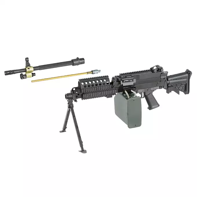 [Zestaw] Replika karabinu maszynowego FN MK46 MOD 0 SOCOM [A&amp;K] + Elektryczny magazynek pudełkowy 6000 kulek M249 - Olive [BattleAxe]