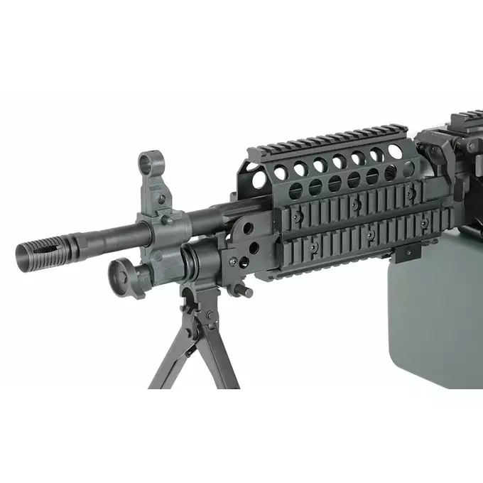 [Zestaw] Replika karabinu maszynowego MK46 MOD 0 Sports Line [A&amp;K] + Elektryczny magazynek pudełkowy 6000 kulek M249 - Olive [BattleAxe]