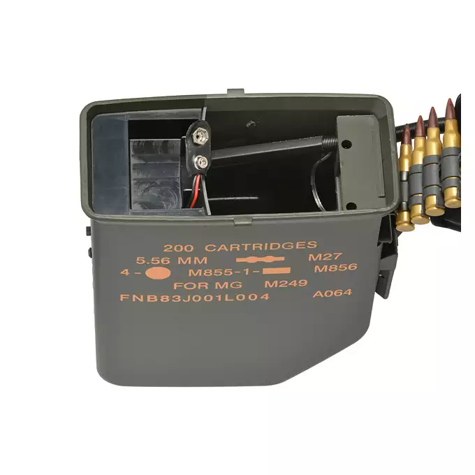 [Zestaw] Replika karabinu maszynowego M249 PARA Sports Line [A&amp;K] + Elektryczny magazynek pudełkowy 6000 kulek M249 - Olive [BattleAxe]