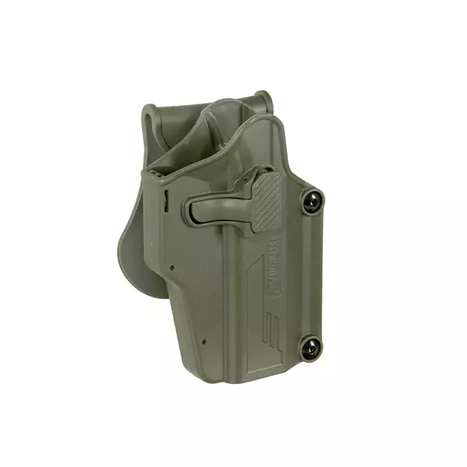[Zestaw] Kabura Per-Fit do ponad 80 modeli pistoletów - Olive [Amomax] + Adapter szybkiego zwalniania - Black [Amomax]