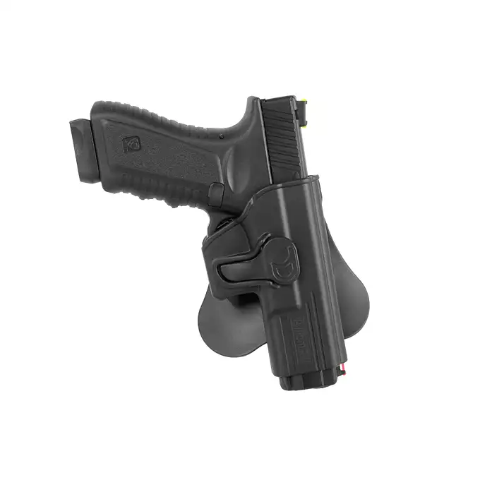 [Zestaw] Kabura Airsoftowa do klonów serii G19 - Black [Amomax] + Adapter szybkiego zwalniania - Black [Amomax]