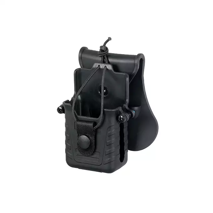 [Zestaw] Airsoftowa ładownica na radio Baofeng UV-5R - Black [Amomax] + Adapter szybkiego zwalniania - Black [Amomax]