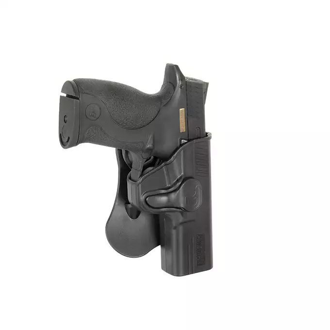 [Zestaw] Kabura Airsoftowa do M&amp;P9 - Black [Amomax] + Adapter szybkiego zwalniania - Black [Amomax]
