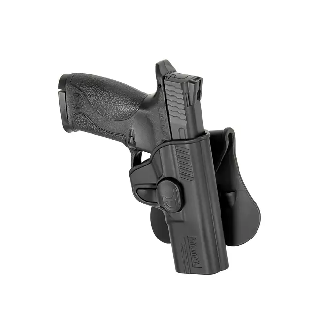 [Zestaw] Kabura Airsoftowa do M&amp;P9 - Black [Amomax] + Adapter szybkiego zwalniania - Black [Amomax]