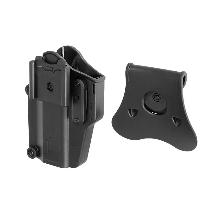 [Zestaw] Ładownica Airsoftowa na magazynki PX4/P30/USP/USP Compact - Black + Adapter szybkiego zwalniania - Black [Amomax]