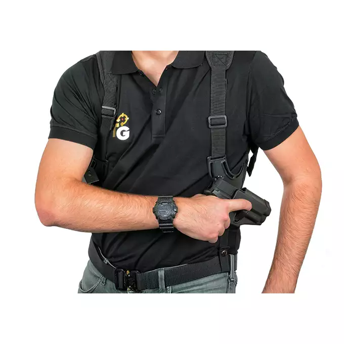 [Zestaw] Airsoftowe dwuramienne szelki operacyjne - Black [Amomax] + Adapter szybkiego zwalniania - Black [Amomax]
