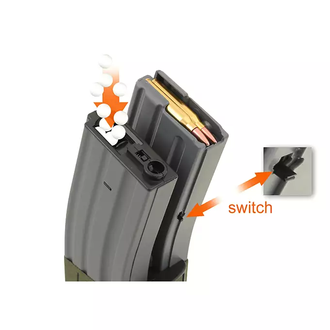 Elektryczny podwójny magazynek długi na 1000 kulek do M4/M16 - Grey [BattleAxe]