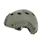 [Zestaw] Replika kasku FAST PJ z szybką regulacją - Ranger Green [EM] + Stalowa maska ochronna V.1 - Olive/Skull [WOSPORT]