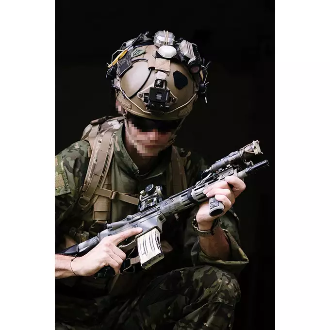 [Zestaw] Hełm Spec-Ops nowej generacji - Dark Earth [FMA] + Stalowa maska ochronna V.1 - Coyote/Camo [WOSPORT]
