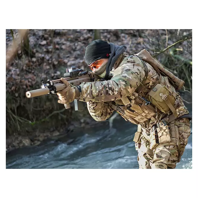 [Zestaw] Okulary Fastlink - Vapor Shield Anti-Fog Tiger's Eye + Stalowa maska ochronna V.1 - Coyote/Camo [WOSPORT]