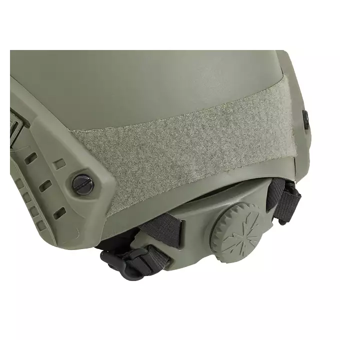 [Zestaw] Replika kasku FAST PJ z szybką regulacją - Ranger Green [EM] + Stalowa maska ochronna V.1 - Olive/Skull [WOSPORT]