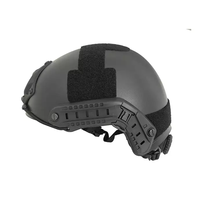[Zestaw] Replika hełmu FAST MH z szybką regulacją - Black [EM] + Stalowa maska ochronna V.1 - Black/Skull [WOSPORT]