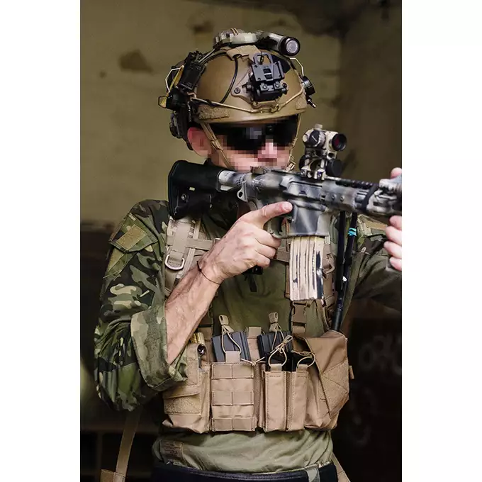 [Zestaw] Hełm Spec-Ops nowej generacji - Dark Earth [FMA] + Stalowa maska ochronna V.1 - Coyote/Camo [WOSPORT]