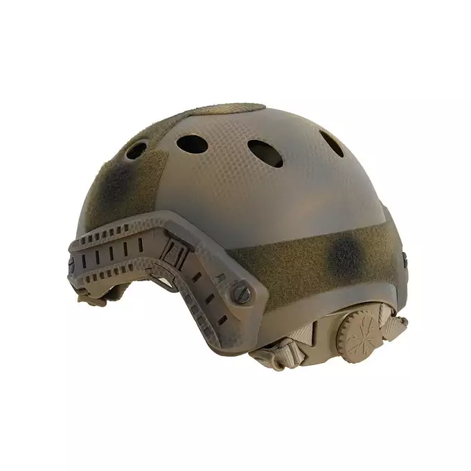 [Zestaw] Replika kasku FAST PJ z szybką regulacją - Navy Seal [EM] + Stalowa maska ochronna V.1 - Coyote/Camo [WOSPORT]