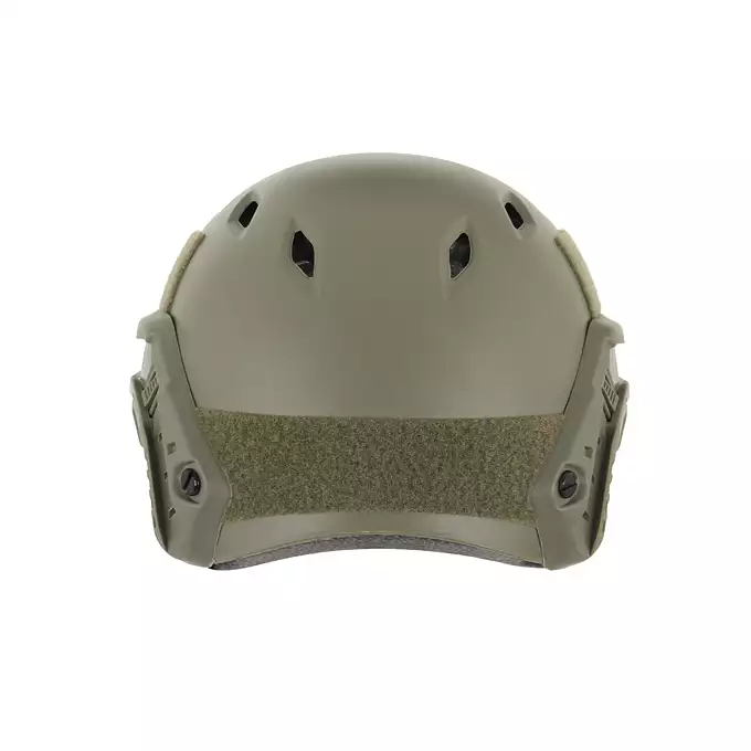 [Zestaw] Replika kasku FAST BJ - Ranger Green [EM] + Stalowa maska ochronna V.1 - Olive/Skull [WOSPORT]