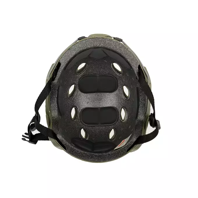 [Zestaw] Replika kasku FAST BJ - Ranger Green [EM] + Stalowa maska ochronna V.1 - Olive/Skull [WOSPORT]