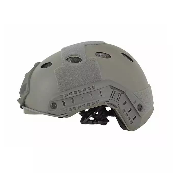 [Zestaw] Replika kasku FAST PJ - Foliage [EM] + Stalowa maska ochronna V.1 - Olive/Skull [WOSPORT]